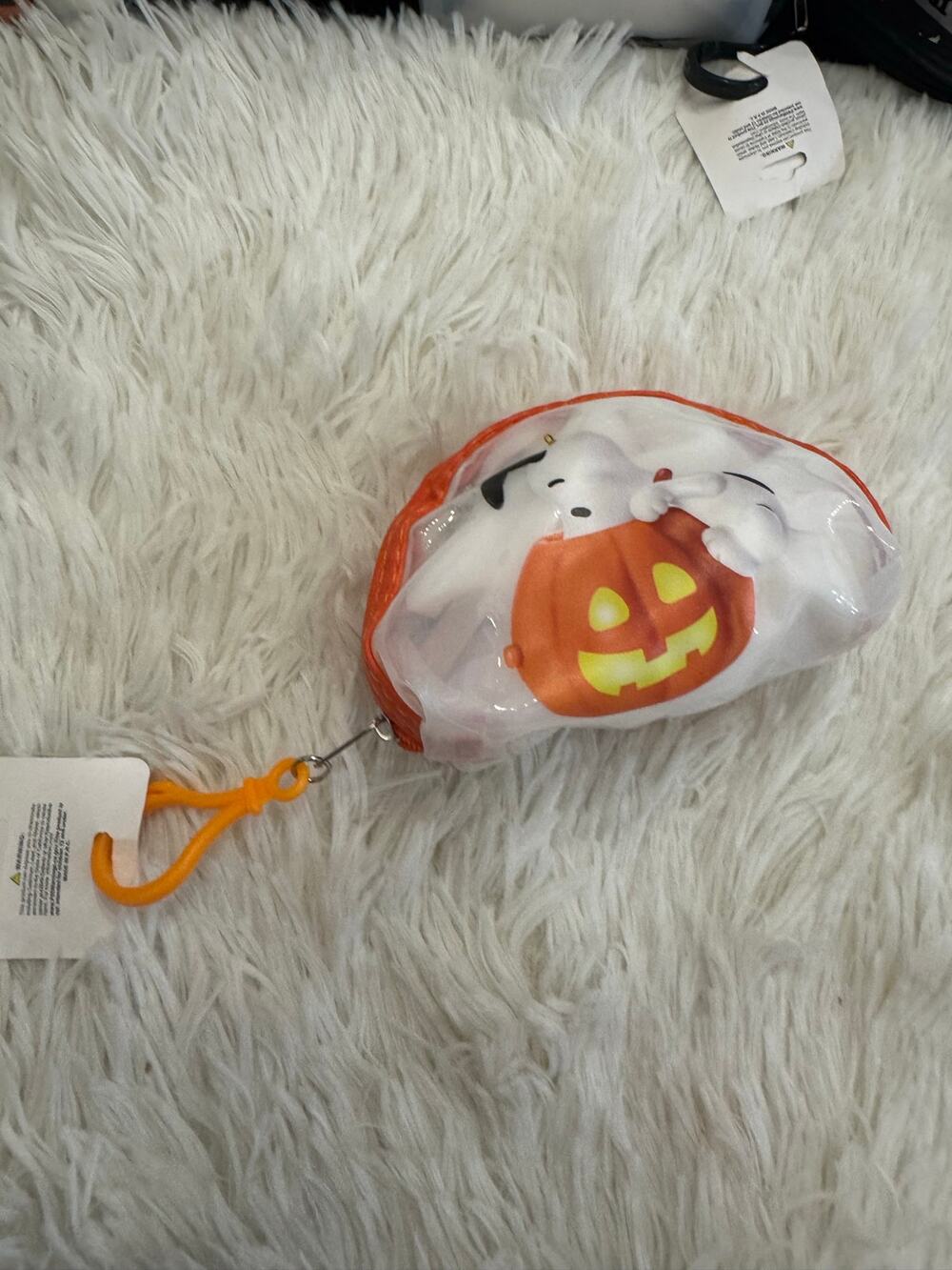 Snoopy Halloween pumpkin coin purse keychain orange